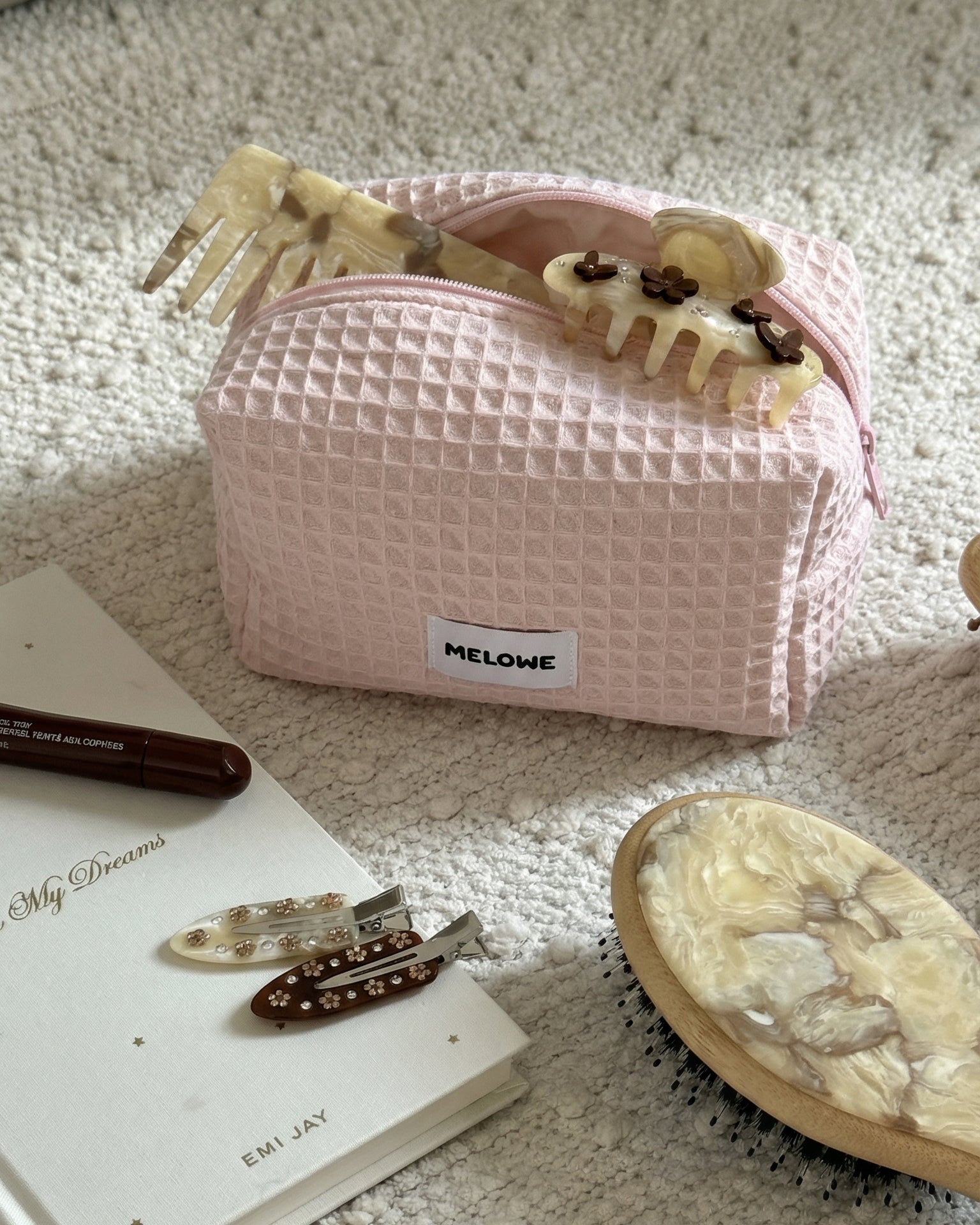 Waffle Beauty Bag - Pink